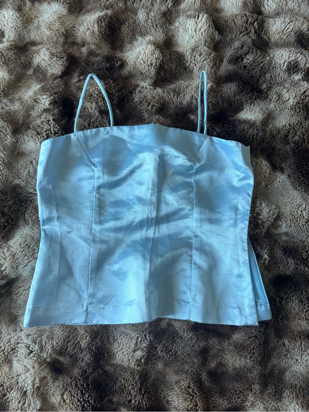 Light Blue Satin Spaghetti Strap Cami Top